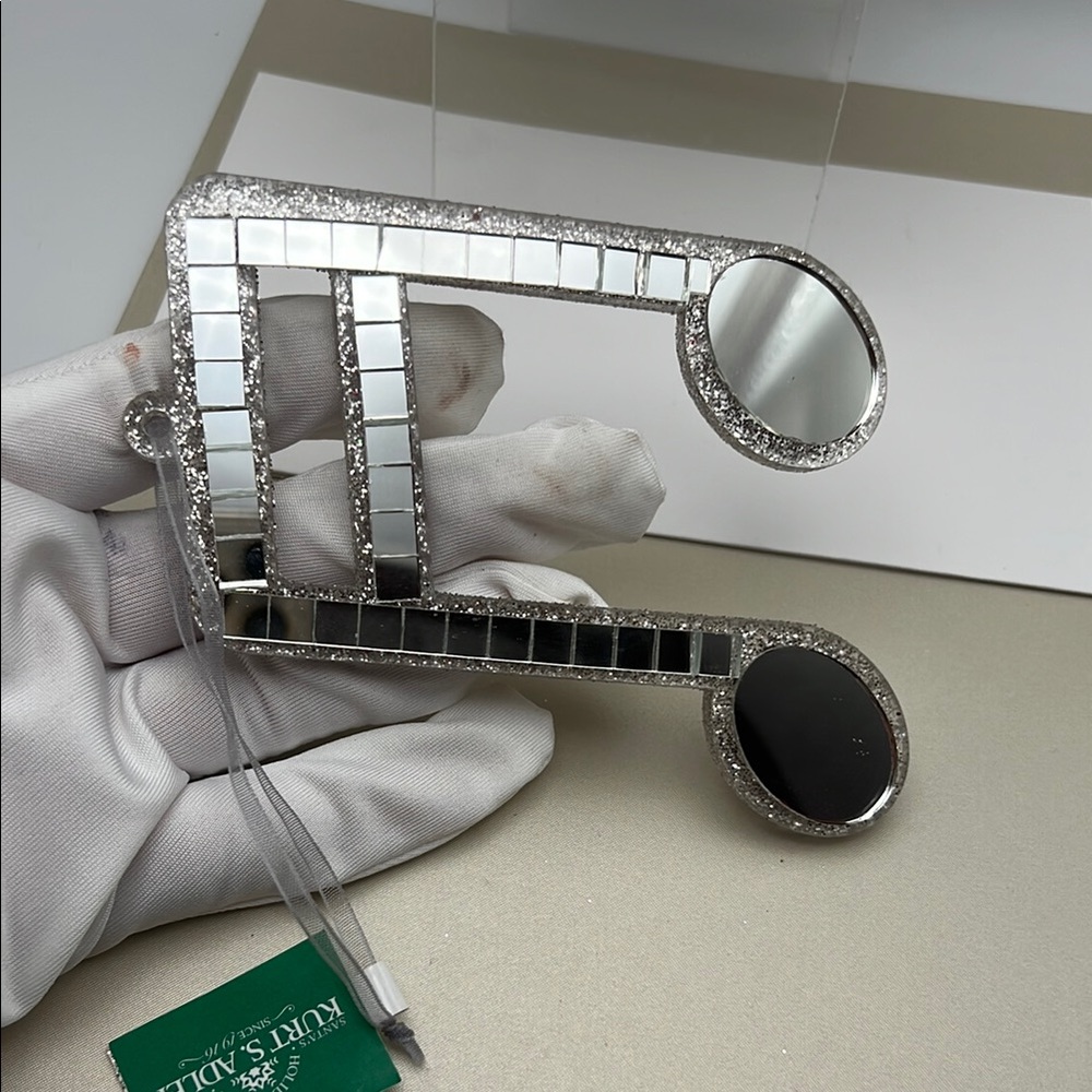 Silver / Glitter / Mirrors Music Note Ornament 4.5” H x 4.5” W x .25” D - Picture 6 of 15